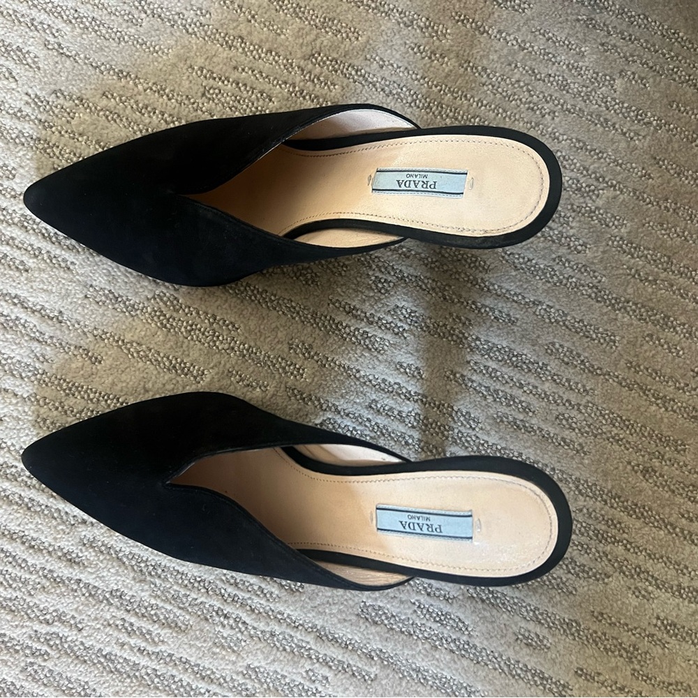 Prada Women's Black Suede Mules